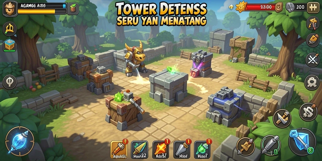 Tangkapan layar gameplay AGAM66 menunjukkan strategi Tower Defense yang menegangkan.
