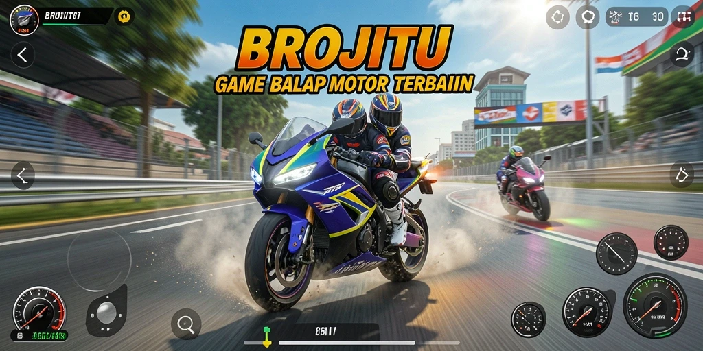Tampilan menarik dari gameplay balap motor di BROJITU.