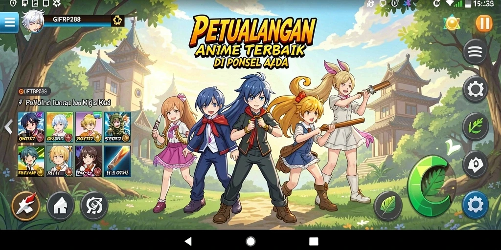 Screenshot dari gameplay GIFTRP288 menampilkan karakter anime dalam pertempuran seru.