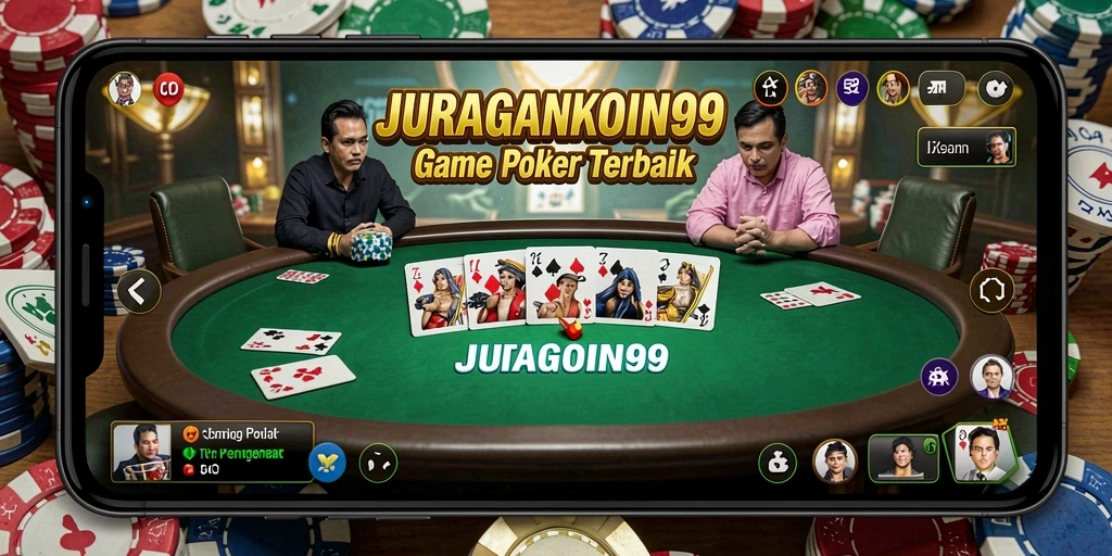 Tampilan seru gameplay poker di JURAGANKOIN99.