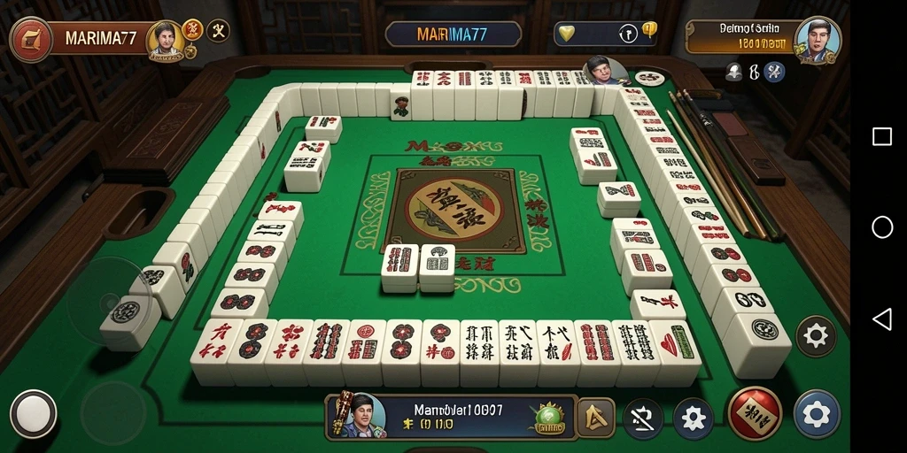 Screenshot utama MARIMA77 dengan tampilan gameplay Mahjong yang menarik.