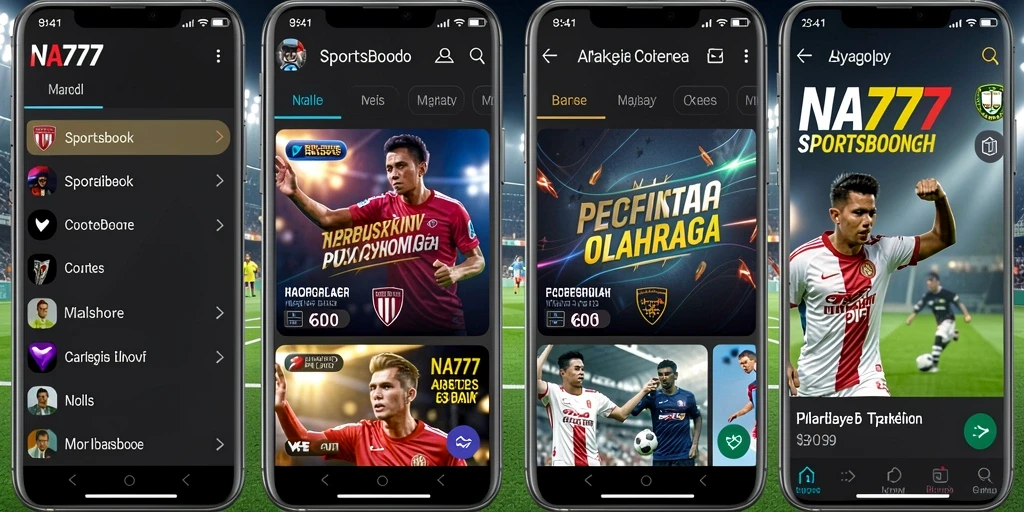 Screenshot utama NA777 menampilkan antarmuka taruhan olahraga yang interaktif.