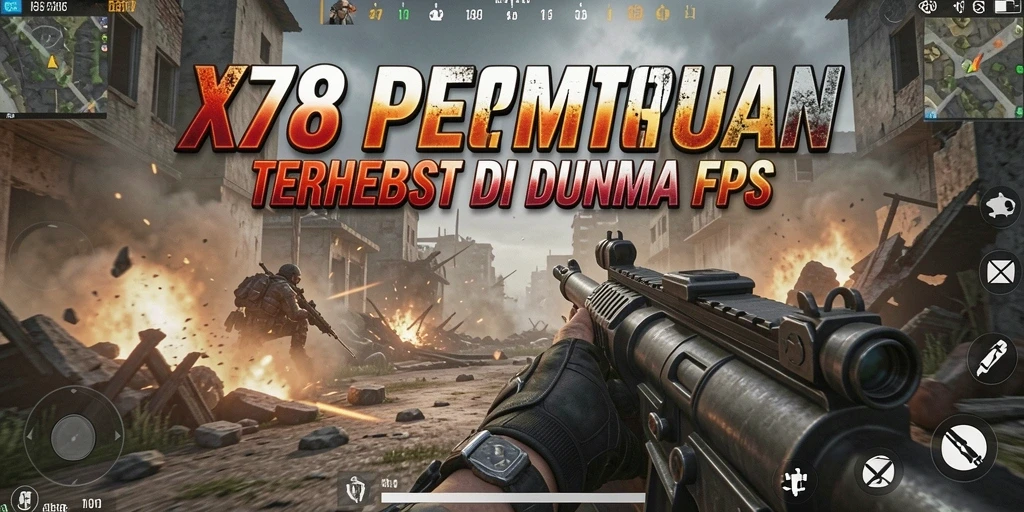 Tangkapan layar menunjukkan gameplay intens X78 dalam mode FPS.
